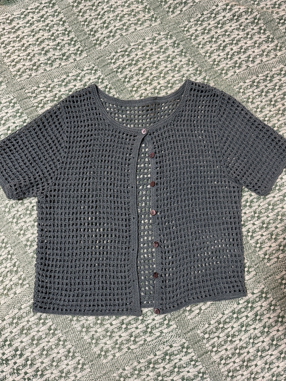 Vintage 90s Limited America Open Stitch Mesh Cardigan - Short Sleeve Sweater